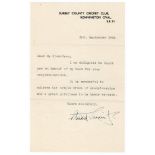 Stuart Surridge (Surrey 1947-1960). Single page typed letter on Surrey C.C.C. official letterhead,