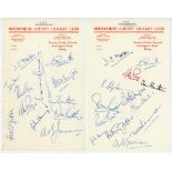 Derbyshire C.C.C. 1967-1970. Three official Derbyshire C.C.C. headed pages, each signed in ink by