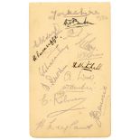 Yorkshire C.C.C. 1930. Album page signed in pencil (three in ink) by thirteen members of the 1930