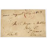 Thomas Assheton Smith. Original signed free-front envelope to a’Messrs Meyer & Miller’ in St.