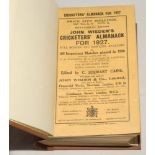 Wisden Cricketers’ Almanack 1927. 64th edition. Original paper wrappers, bound in brown boards, with