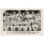 Leicestershire C.C.C. 1954. Excellent mono real photograph plain back postcard of the team seated