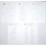 Somerset C.C.C. 1982-1990. Five official autograph sheets for seasons 1982 (15 signatures), 1983 (