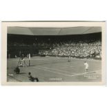 ‘Wimbledon Centre Court’ 1936. Original mono action real photograph postcard with a men’s third