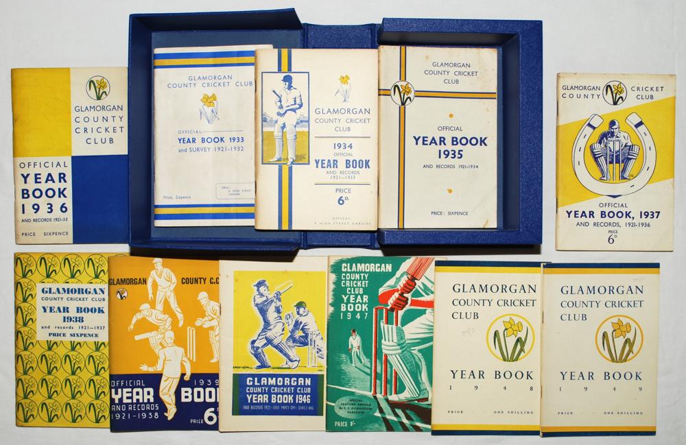 Glamorgan yearbooks 1933-2011, not issued 1939-1945. Full set of Glamorgan yearbooks each with