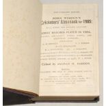 Wisden Cricketers’ Almanack 1905 and 1906. 42nd & 43rd editions. Both bound in uniform mauve/blue