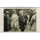 ‘Wimbledon 1914’. Rare original mono real photograph postcard of dignitaries King George V, Queen
