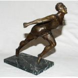 Athletics. ‘Breaking the Tape’. Bronze figure of an athlete lunging forward to complete a race.