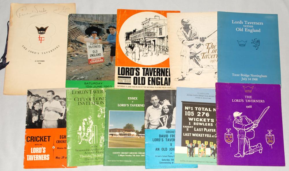 Lord’s Taverners 1954-2001. A good selection of over thirty brochures, programmes, menus,