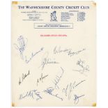 New Zealand tour to England 1965. Official Warwickshire C.C.C. headed paper nicely signed in ink