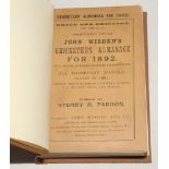 Wisden Cricketers’ Almanack 1892. 29th edition. Original paper wrappers, bound in brown boards, with
