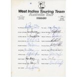 West Indies tour to Australia 1988/89. Official autograph sheet with printed title and players’