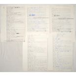 Australian Test player questionnaires 1980s. Five questionnaires completed by hand by Australian