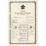 Surrey C.C.C. 1958 & 1967. Two official autograph sheets with printed county emblem and borders, for