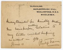 Philip Christian William Trevor to Alfred J. Gaston, cricket follower, writer and collector. Small