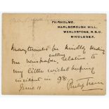 Philip Christian William Trevor to Alfred J. Gaston, cricket follower, writer and collector. Small