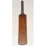 ‘England Select XI. The Ashes’. Miniature souvenir bat comprising twelve printed handwritten ‘