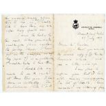 J.T. Henderson to Alfred J. Gaston, cricket follower, writer and collector. Four page handwritten