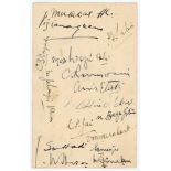 India tour to England 1936. Plain postcard nicely signed ink by sixteen members of the India touring