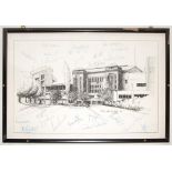 Australia v England. ‘Centenary Test Match’ 1877-1977. Mono print from an original pen and ink