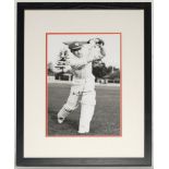 Don Bradman. Mono copy photograph of Bradman in batting pose, signed in later years to the