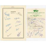 Leicestershire C.C.C. 1954-1958. Three autograph sheets for seasons 1954 (11 signatures), 1957 (
