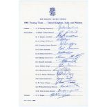 New Zealand tour to England, India & Pakistan 1969. Official autograph sheet with printed title