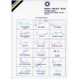 India tour to Sri Lanka 1994/95. Rarer official autograph sheet with printed title and players’