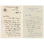 Pelham Francis ‘Plum’ Warner. Oxford University, Middlesex & England 1894-1920. Two handwritten