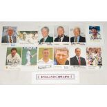 England Captains 1970s- 2000s. A selection of twelve postcard and collectors’ cards of former