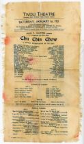 M.C.C. tour to Australia 1920/21. Original commemorative silk theatre handbill for the production of