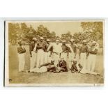 Australian Aboriginal tour to England 1868. Small original sepia photograph of twelve members of the