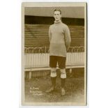 Arthur King. Tottenham Hotspur 1913-1914. Sepia real photograph postcard of goalkeeper King, full