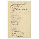 ‘An Australian XI’ c.1928. Album page signed by eleven Australian players, possibly for the tour