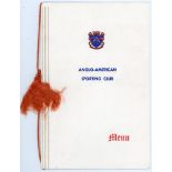 Tottenham Hotspur signatures 1972. Official menu for the ‘Anglo-American Sporting Club... Boxing