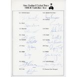 New Zealand tour to Australia 1980/81. Official autograph sheet with printed title and players’