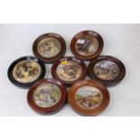 A collection of seven Victorian Prattware pot lids, to include The Wolf & The Lamb, On Guard, A