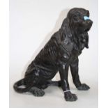 A 20th century bronze alloy model of a seated dog, height 35cm