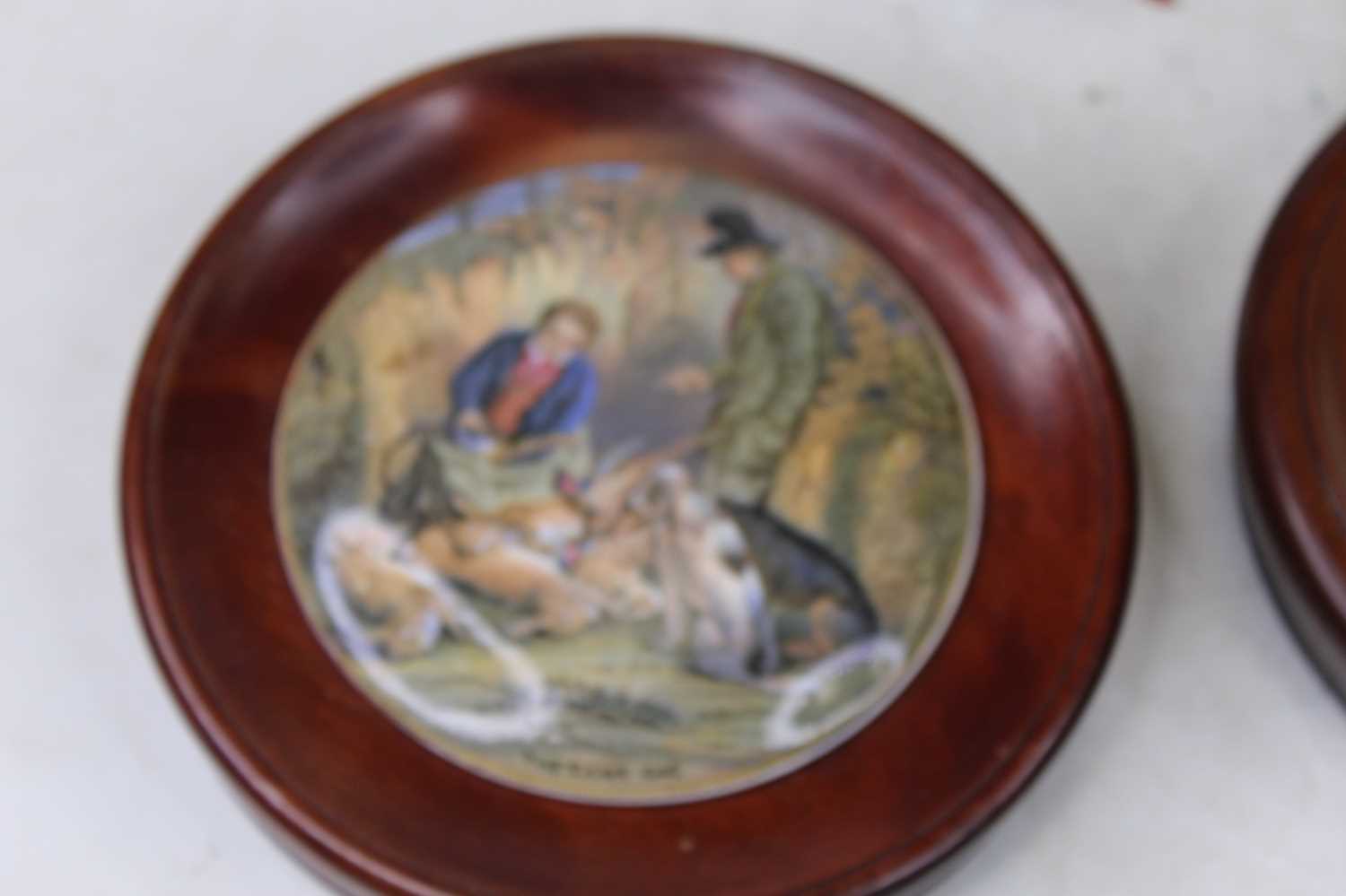 A collection of seven Victorian Prattware pot lids, to include The Wolf & The Lamb, On Guard, A - Image 3 of 4