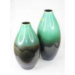 A large Amano German ceramic vase of pear shape on a mottled green ground, height 52cm, together