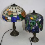 A 20th century Tiffany style table lamp, height 37cm, together with another similar (2)Condition