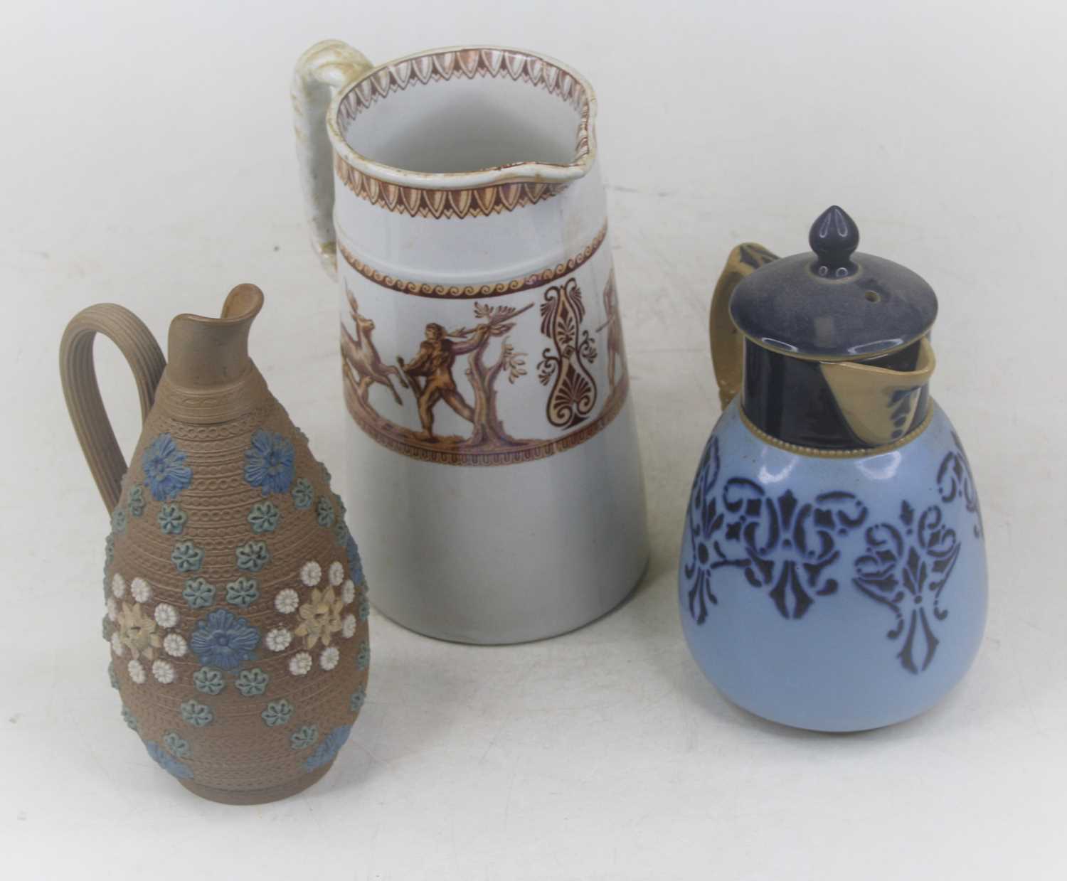 A box of various ceramics to include a Doulton silicon ware jug - Image 2 of 2