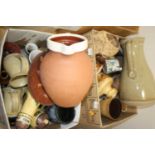 Two boxes of mixed ceramics to include studio stonewares