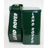 A reproduction Land Rover advertising petrol can, h.33cm; together with one other similar (2)