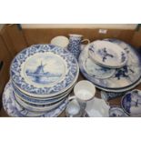 A box of assorted modern Delft blue & white ceramics