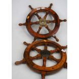 A pair of reproduction hardwood ships wheels, 46cm dia. each