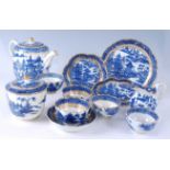 A quantity of late 18th century Caughley 'Salopian' blue and white porcelain teawares, comprising