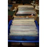 Two boxes of various LPs, including Rock and Pop, Rick wakeman, The Bee Gees, Elvis, Carl Douglas,