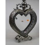 A contemporary metal heart shaped lantern, height 51cm