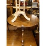 A contemporary oak circular pedestal tripod table, dia.81cm; together with a beech octagonal